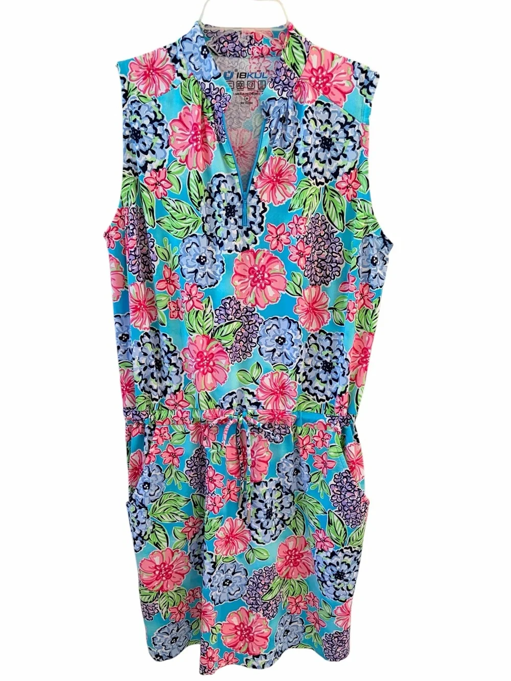 IBKUL Larisa Floral Drawstring Sleeveless Golf Dress Size M - Picture 2 of 6